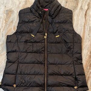 Lilly Pulitzer Black Quilted puffer vest large like new